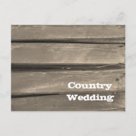 Cartão Postal De Anúncio Casamento de madeira do país Salve a data