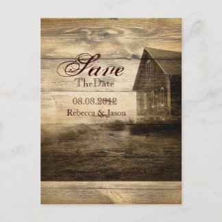 Cartão Postal De Anúncio Casamento de madeira rústica do celeiro do país sa