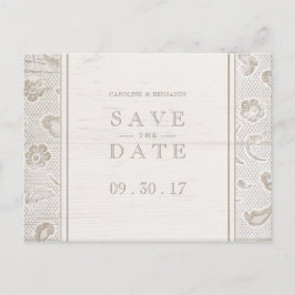 Cartão Postal De Anúncio Casamento de madeiras rústicas salve a data