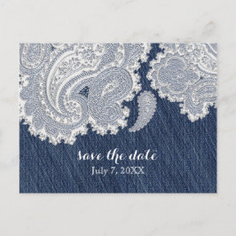 Cartão Postal De Anúncio Casamento de Noiva Elegante em Jean e Renda Branca