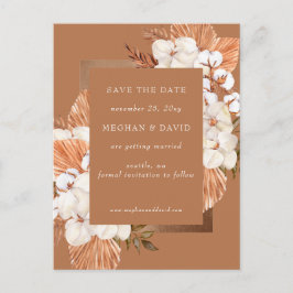 Cartão Postal De Anúncio Casamento de Orquídeas Boho Pampas Terracota Rústi