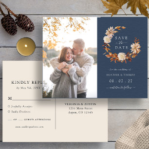 Cartão Postal De Anúncio Casamento de Outono no Tom Marinho Foto Salvar a D