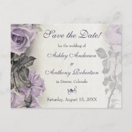 Cartão Postal De Anúncio Casamento de Rosa de Púrpura de Sterling Salve a D