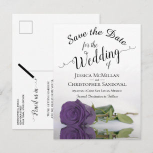 Cartão Postal De Anúncio Casamento de Rosa Roxo Ametist Elegante Salve a Da