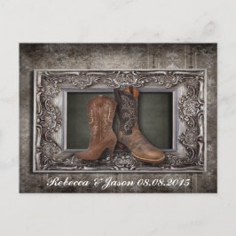 Cartão Postal De Anúncio casamento do cowboy do país ocidental salvar a dat