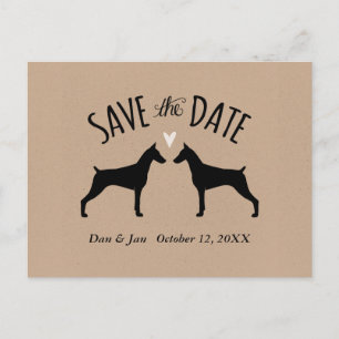 Cartão Postal De Anúncio Casamento dos Doberman Pinschers Salve a Data