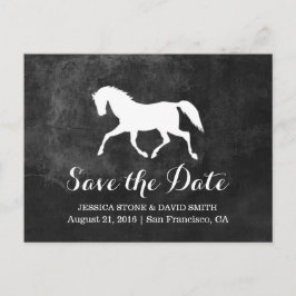 Cartão Postal De Anúncio Casamento Elegante de Cavalo Salve a Data