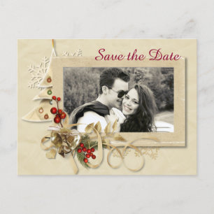 Cartão Postal De Anúncio Casamento elegante do Natal com economias da foto
