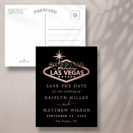 Cartão Postal De Anúncio Casamento Elegante em Las Vegas Salvar a Data