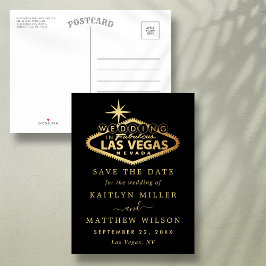 Cartão Postal De Anúncio Casamento Elegante Em Las Vegas Salve A Data