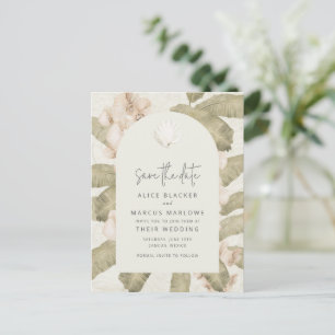 Cartão Postal De Anúncio Casamento Elegante na Praia Tropical - Salve a Dat