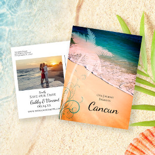 Cartão Postal De Anúncio Casamento em Destino de Praia Tropical - Salve a D