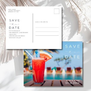 Cartão Postal De Anúncio Casamento em Destino de Resort Tropical Salve a Da