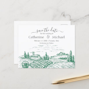 Cartão Postal De Anúncio Casamento em Vinhedo Elegante Salve a Data