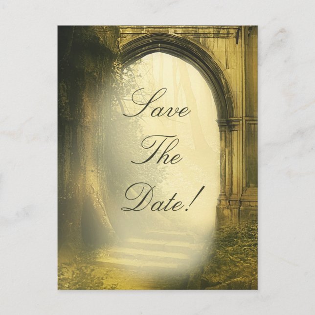 Cartão Postal De Anúncio Casamento Encantado De Arca Florestal Salvar A Dat (Frente)