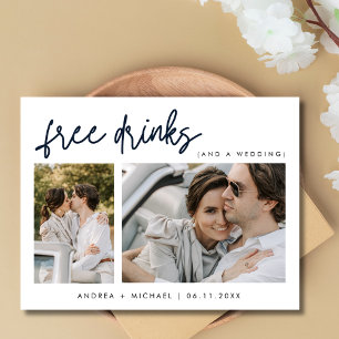 Cartão Postal De Anúncio Casamento Engraçado de Duas Fotos com Bebidas Grát