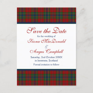 Cartão Postal De Anúncio Casamento escocês McLean MacLean Tartan Salve uma