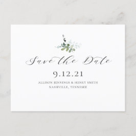 Cartão Postal De Anúncio Casamento Eucalyptus Greenery Salvar a Data