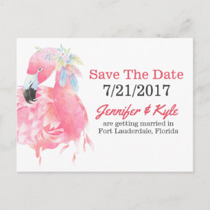 Cartão Postal De Anúncio Casamento Flamingo Rosa Salva O Cartão-Postal De D