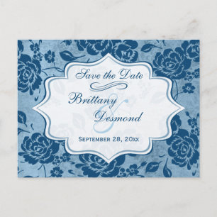 Cartão Postal De Anúncio Casamento Floral Branco Dusty Salve o Cartão de Da