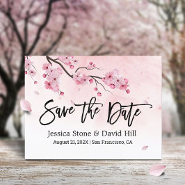 Cartão Postal De Anúncio Casamento Floral Cor-de-Água Rosa Salvar a Data