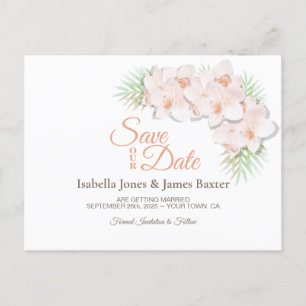 Cartão Postal De Anúncio Casamento Floral Cor-de-Rosa Esmagada Elegante Sal