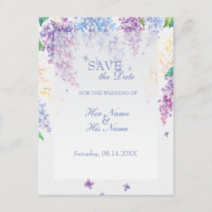 Cartão Postal De Anúncio Casamento Floral da Flor primavera Lilac SALVE a d