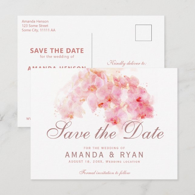 Cartão Postal De Anúncio Casamento Floral de Flor de Laranja-Laranja Aquare (Frente/Verso)