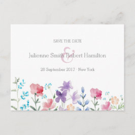 Cartão Postal De Anúncio Casamento Floral de Flores Selvagens Salva o Cartã