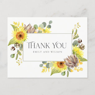 CARTÃO POSTAL DE ANÚNCIO CASAMENTO FLORAL EUCALYPTUS SFOLOWER OBRIGADO