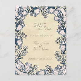 Cartão Postal De Anúncio Casamento Floral Flor de Vinheta Rústica SALVE o D