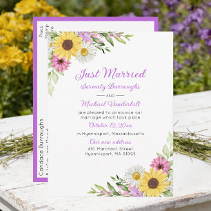 Cartão Postal De Anúncio Casamento Floral Jantar de Ensaios do Girassol Dai