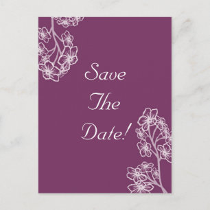 Cartão Postal De Anúncio Casamento Floral Purple Modern Salva A Data