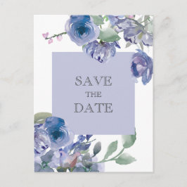 Cartão Postal De Anúncio Casamento Floral Rustic Dusty Blue