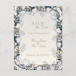 Cartão Postal De Anúncio Casamento Floral Rustic Vintage Flower SALVE a dat