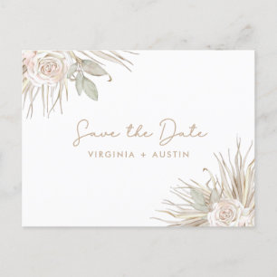 Cartão Postal De Anúncio Casamento Floral Salvar A Data