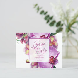 Cartão Postal De Anúncio Casamento Floral Salve a Data Foto e Código QR