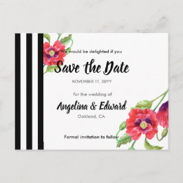 Cartão Postal De Anúncio Casamento Floral Selvagem De Papagaios Vermelhos S