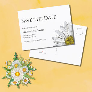 Cartão Postal De Anúncio Casamento Floral Simples Daisy Salve A Data