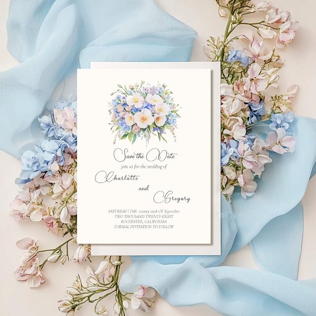 Cartão Postal De Anúncio Casamento Floral sofisticado Elegante Salve a data (Criador carregado)