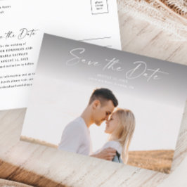 Cartão Postal De Anúncio Casamento Foto Salvar Data Moderno Script