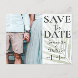 Cartão Postal De Anúncio Casamento Foto Tropical Save the Date Elegante
