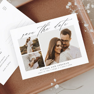 Cartão Postal De Anúncio Casamento Fotográfico do Script 3 Elegante Salvar