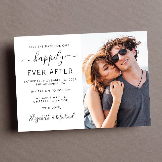Cartão Postal De Anúncio Casamento Fotográfico Moderno Salva A Data (Criador carregado)