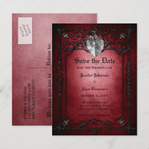 Cartão Postal De Anúncio Casamento gótico de halloween salvar cartão post