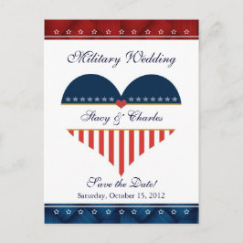 Cartão Postal De Anúncio Casamento Militar Coração dos EUA Salve o Cartão-P