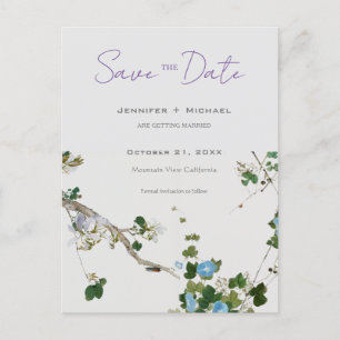 Cartão Postal De Anúncio Casamento Minimalista Caligrafia Floral 