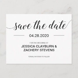Cartão Postal De Anúncio Casamento Minimalista Preto e Branco Elegante