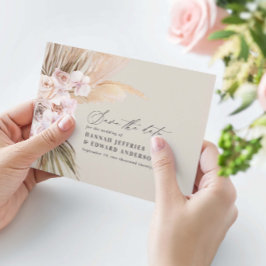 Cartão Postal De Anúncio Casamento moderno boêmio de orquídea com grama das