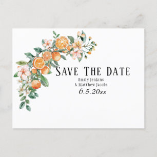Cartão Postal De Anúncio Casamento Moderno Com Citrinos Salva As Datas